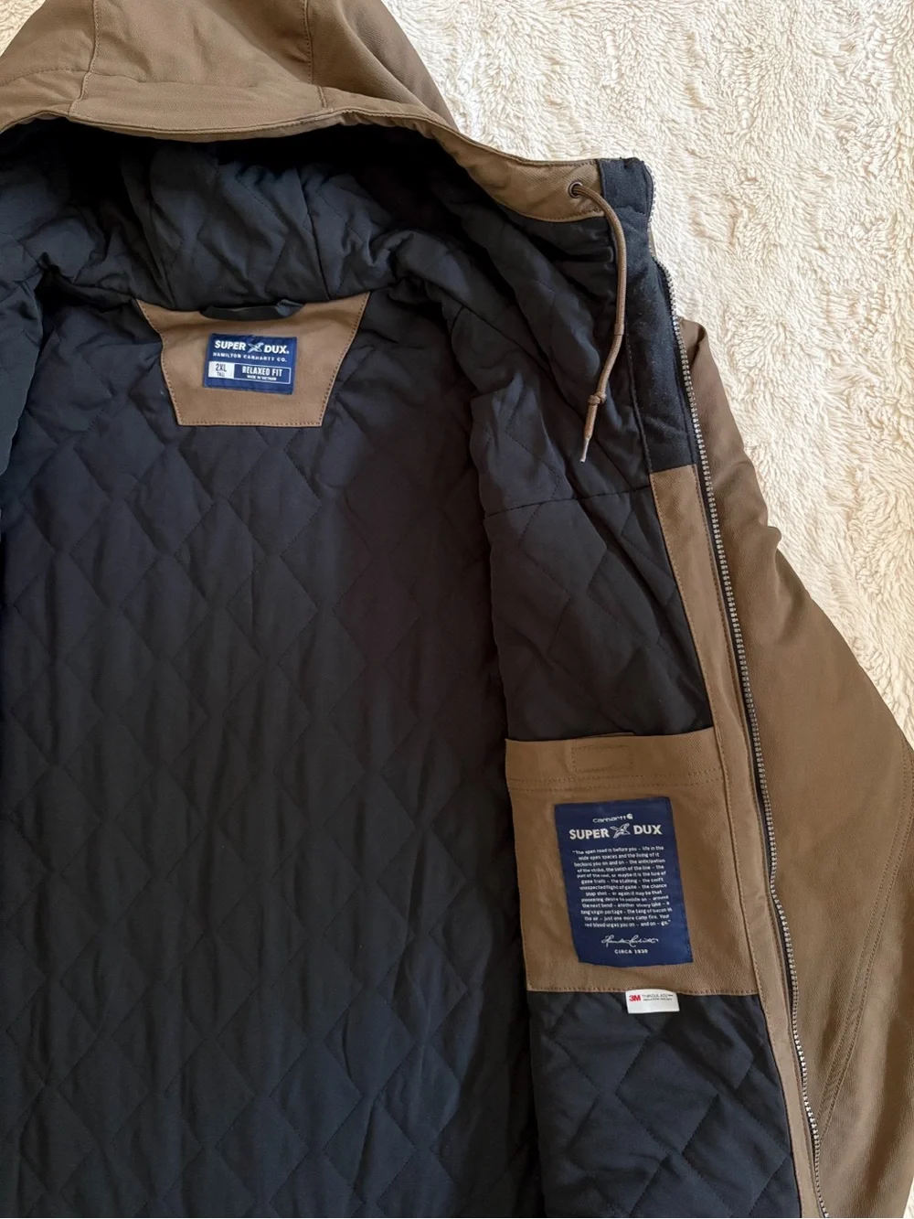 Carhartt Super Dux Jacket XXL Tall Brown Hooded Work Coat